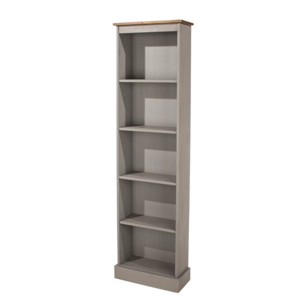 Azusa Grey Tall Narrow Painted Bookcase | Grey Wax | Self Assembly