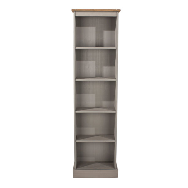 Azusa Grey Tall Narrow Painted Bookcase | Grey Wax | Self Assembly