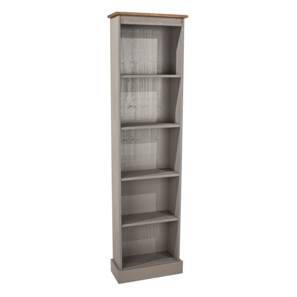 Azusa Grey Tall Narrow Painted Bookcase | Grey Wax | Self Assembly