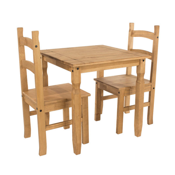 Azusa Square Dining Table & 2 Chairs | Antique Waxed Pine | Self Assembly
