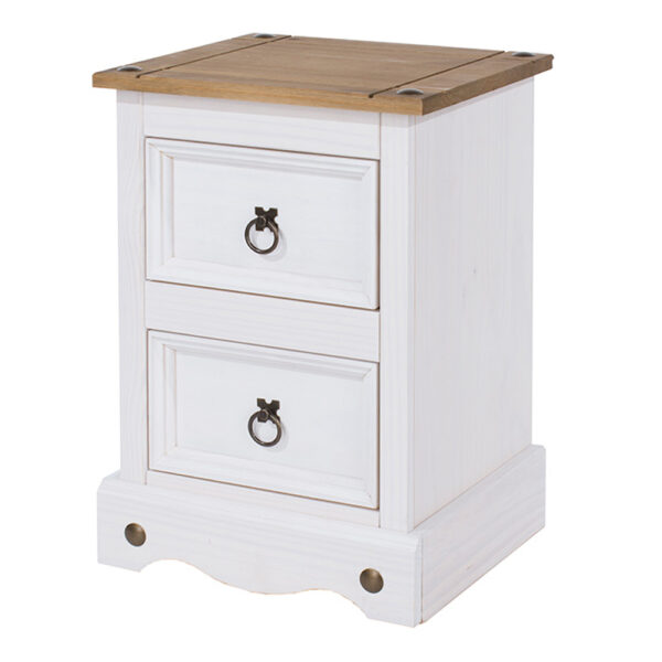 Azusa White 2 Drawer Petite Bedside Cabinet | White | Self Assembly