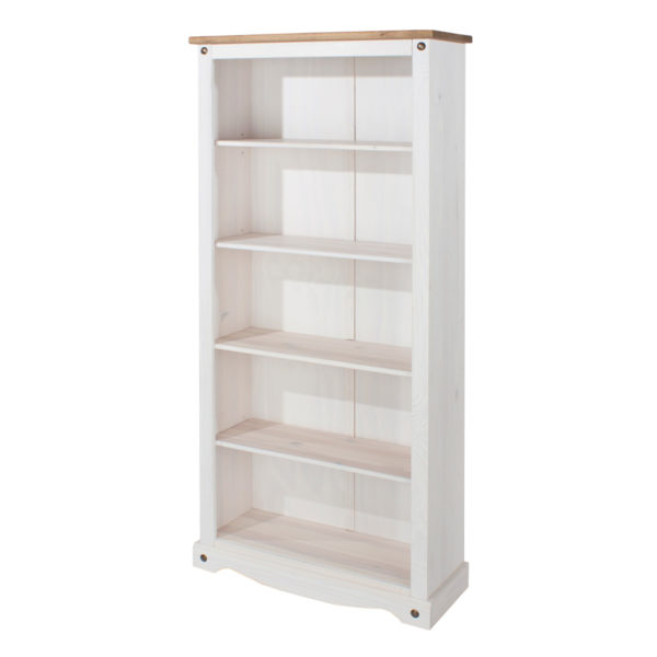 Azusa White Tall Painted Bookcase | White | Self Assembly