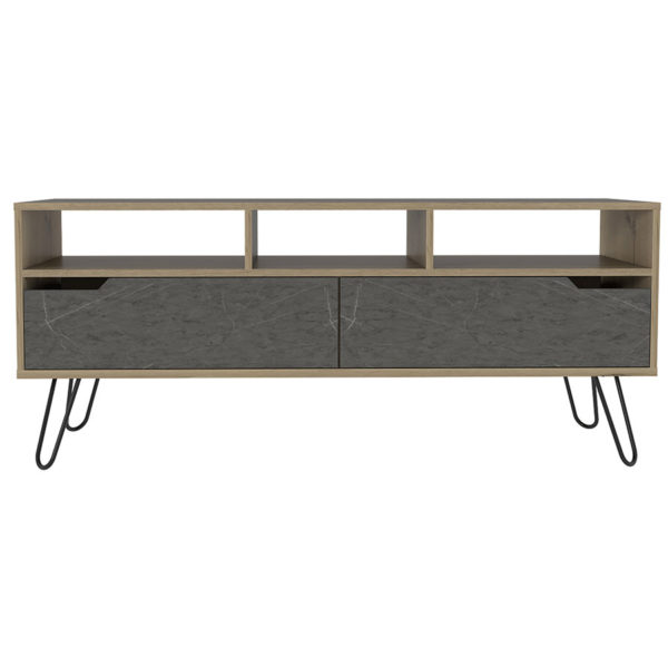 Tanfield Grey Wide TV Unit | Bleached Pine | Self Assembly