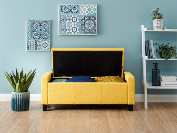 Yellow Verona Ottoman Bench | Mustard | Self Assembly
