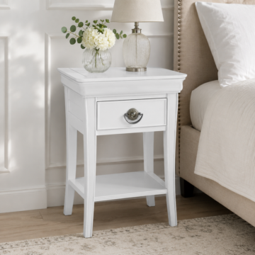 Arlington White 1 Drawer Bedside Table