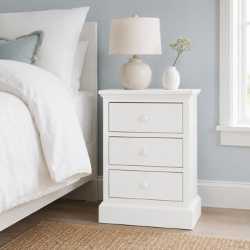 Stanton White 3 Drawer Nightstand | Bedside Table