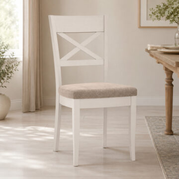 Zurich Pebble Grey Pair of Cross Back Dining Chairs | Clearance