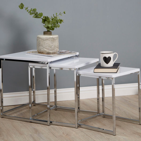 Oak Nest of Tables Hardwood & Painted Nest of Tables Oak World