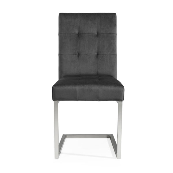Wimborne Dark Oak Pair of Cantilever Dining Chairs | Gun Metal Grey