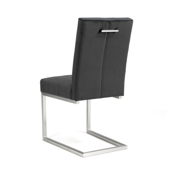 Wimborne Dark Oak Pair of Cantilever Dining Chairs | Gun Metal Grey
