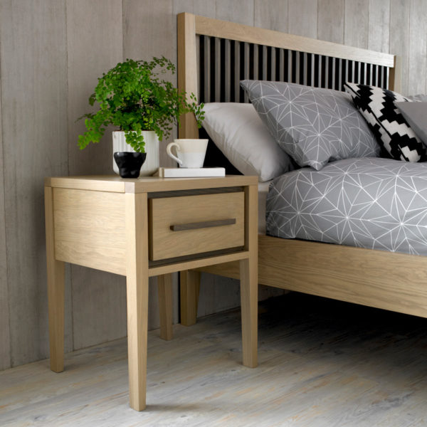 Bellaria Aged Oak 1 Drawer Nightstand | Bedside Table