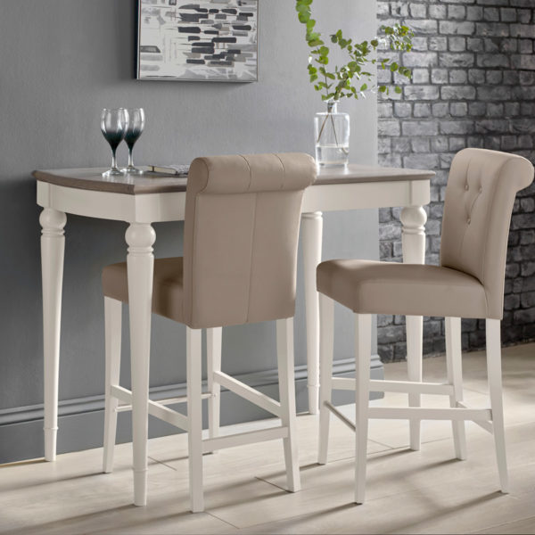 Zurich Grey Pair of Upholstered Bar Stools | Grey