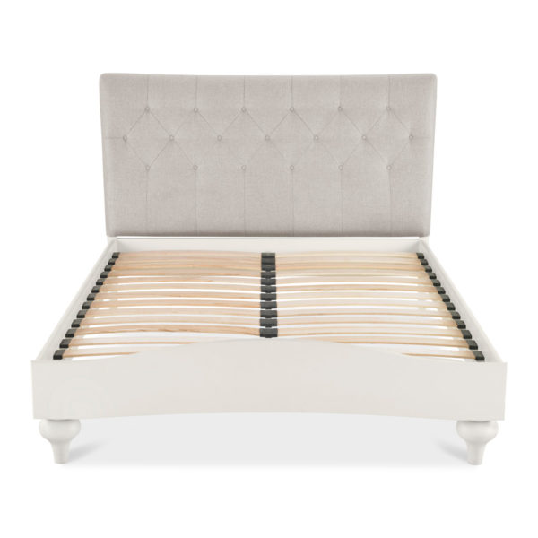 Zurich Grey Double Bed Diamond Stitch Pebble Grey Oak World