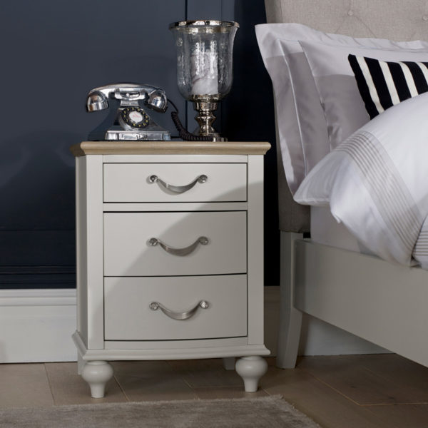 Zurich Grey 3 Drawer Nightstand | Bedside Table