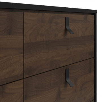 Kielder Matt Black Wide Double Chest of Drawers | Walnut Finish