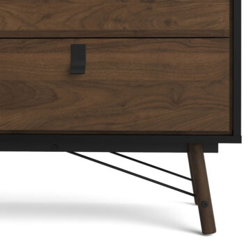 Kielder Matt Black Wide Double Chest of Drawers | Walnut Finish