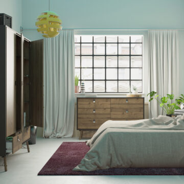 Kielder Matt Black Wide Double Chest of Drawers | Walnut Finish
