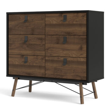 Kielder Double Chest of Drawers | Matt Black Walnut