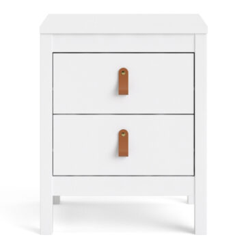 Seville White 2 Drawer Bedside Table