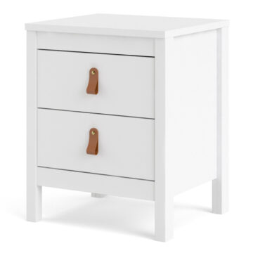 Seville White 2 Drawer Bedside Table
