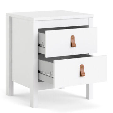 Seville White 2 Drawer Bedside Table