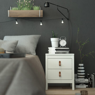 Seville White 2 Drawer Bedside Table