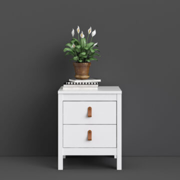 Seville White 2 Drawer Bedside Table