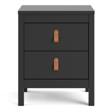 Seville Matt Black 2 Drawer Bedside Table