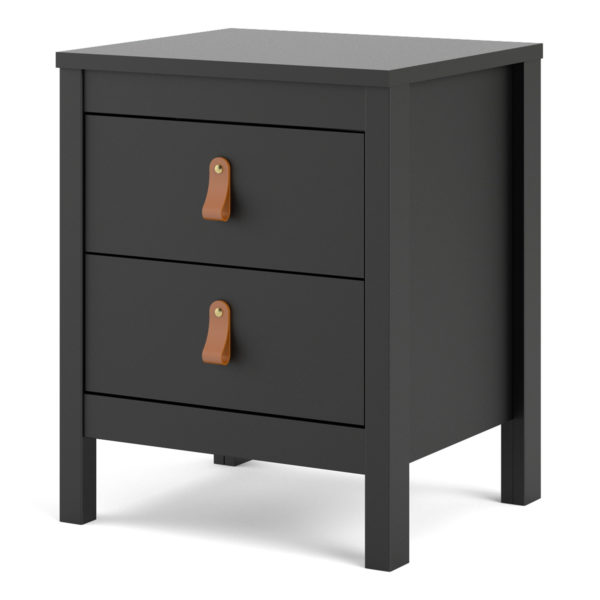 Seville Bedside Table with 2 Drawers | Matte Black | Self Assembly | Clearance