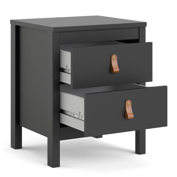 Seville Bedside Table with 2 Drawers | Matte Black | Self Assembly | Clearance