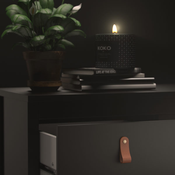 Seville Bedside Table with 2 Drawers | Matte Black | Self Assembly | Clearance
