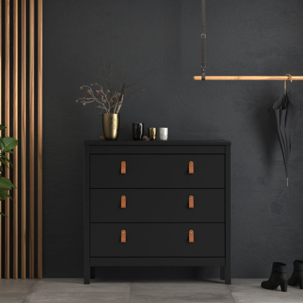 Seville Chest 3 Drawers | Matte Black | Self Assembly