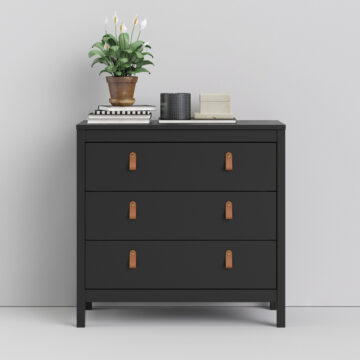 Seville Chest 3 Drawers | Matte Black