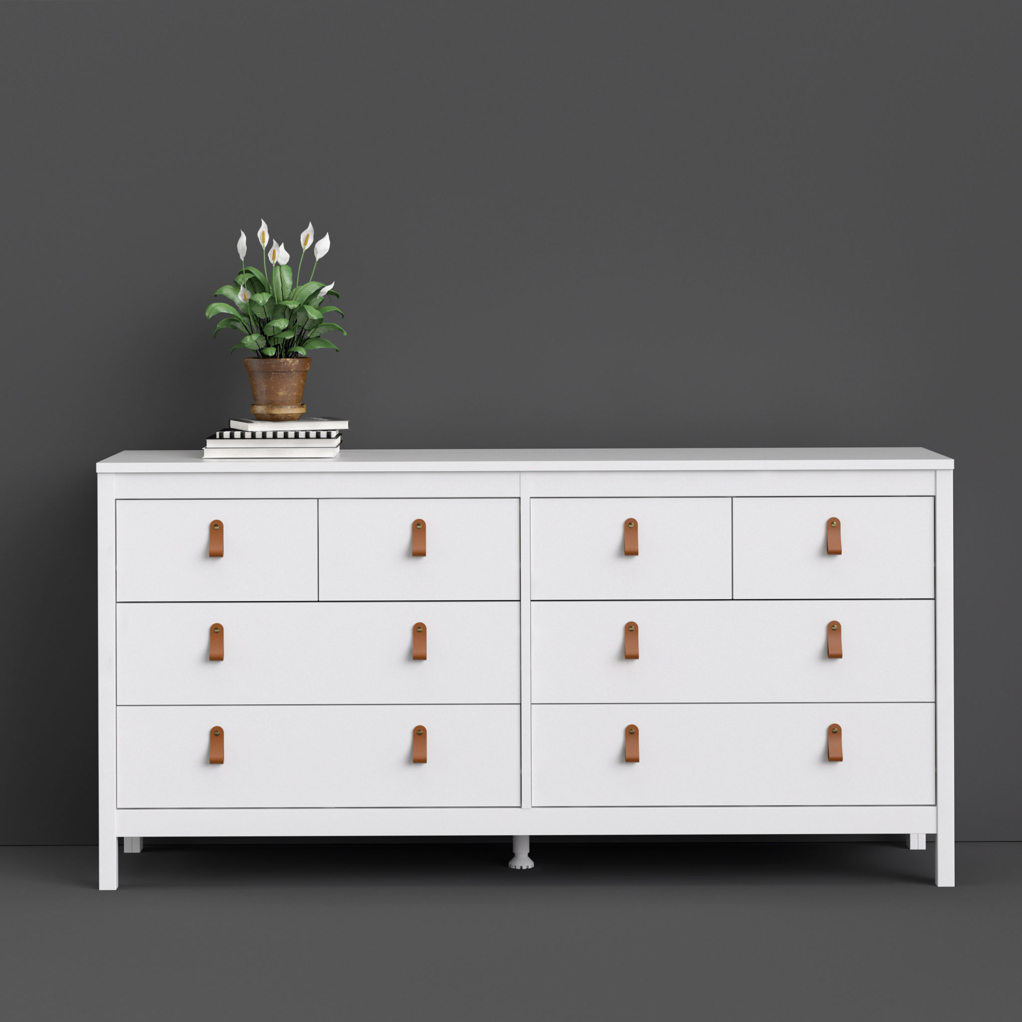 Seville Wide Chest Of Drawers 4+4 Drawers White Self Assembly Oak World