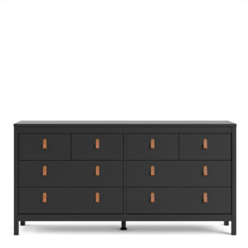 Seville Matt Black Wide Chest Of Drawers 4+4 Drawers
