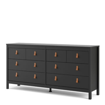 Seville Matt Black Wide Chest Of Drawers 4+4 Drawers