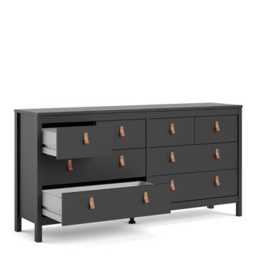 Seville Matt Black Wide Chest Of Drawers 4+4 Drawers