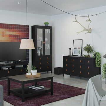 Seville Matt Black Wide Chest Of Drawers 4+4 Drawers