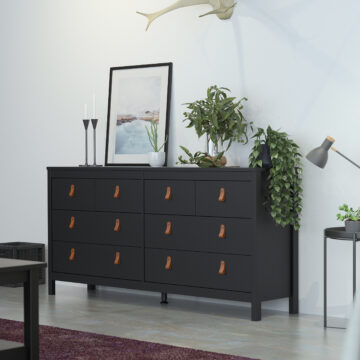 Seville Matt Black Wide Chest Of Drawers 4+4 Drawers
