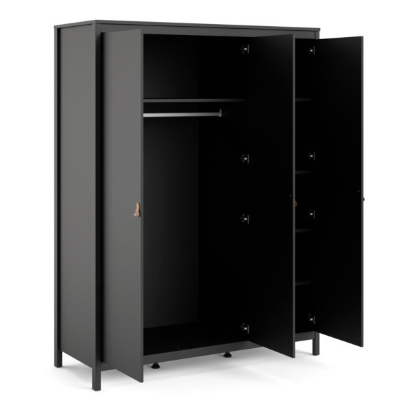 Seville Wardrobe with 3 Doors | Matte Black