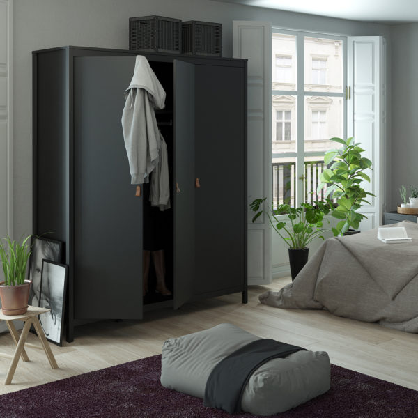 Seville Wardrobe with 3 Doors | Matte Black