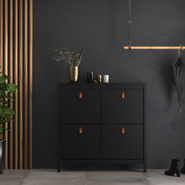 Seville Shoe Cabinet | Matte Black | Self Assembly