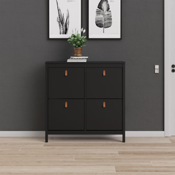 Seville Shoe Cabinet | Matte Black | Self Assembly