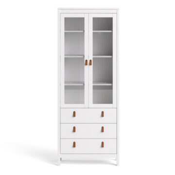 Seville White 2 Door 3 Drawer Display Cabinet