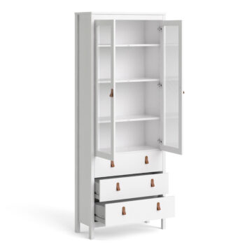 Seville White 2 Door 3 Drawer Display Cabinet