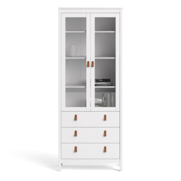 Seville White 2 Door 3 Drawer Display Cabinet