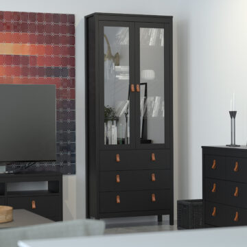 Seville Display Cabinet | Matte Black | Self Assembly
