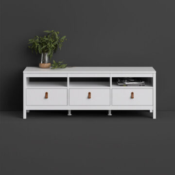 Seville TV Unit 3 Drawers | White | Self Assembly