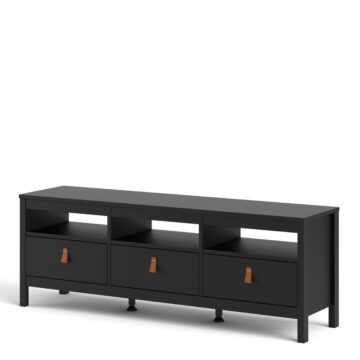 Seville Matt Black 3 Drawer TV Unit 151cm