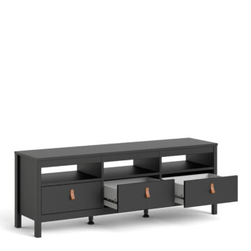 Seville Matt Black 3 Drawer TV Unit 151cm